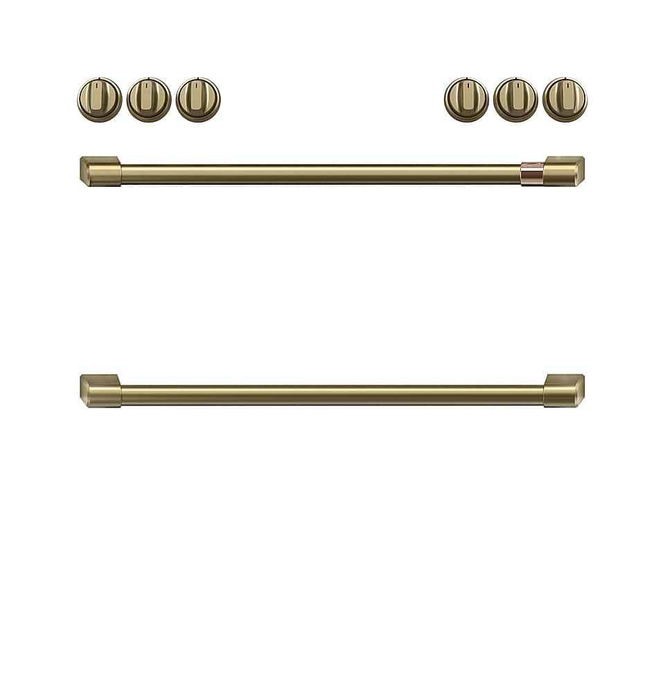 Café - Handle and Knob Set for Front Control Gas Range - Brushed Brass