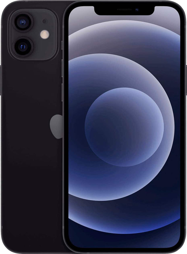 Front. Apple - Pre-Owned iPhone 12 5G 64GB (Unlocked) - Black.