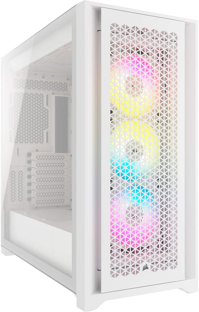 Front. CORSAIR - iCUE 5000D RGB AIRFLOW ATX Mid-Tower PC Case - True White.