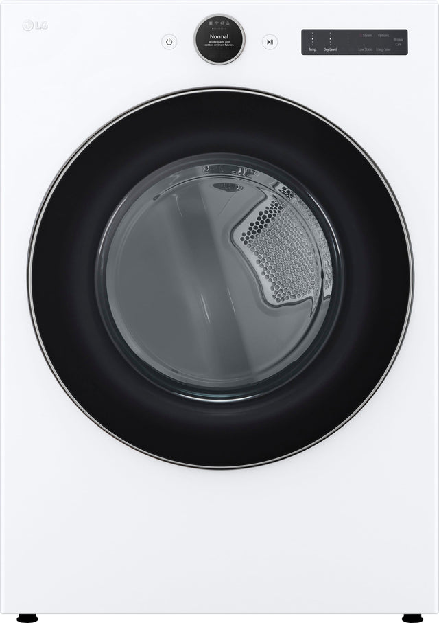 Front. LG - 7.4 Cu. Ft. Smart Electric Dryer with Steam and Sensor Dry - White.