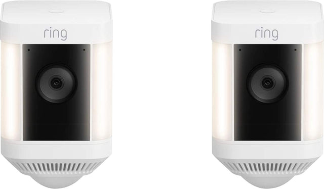 Front. Ring - Spotlight Cam Plus 2-pack Camera Indoor/Outdoor Wireless 1080p Security Cameras - White.