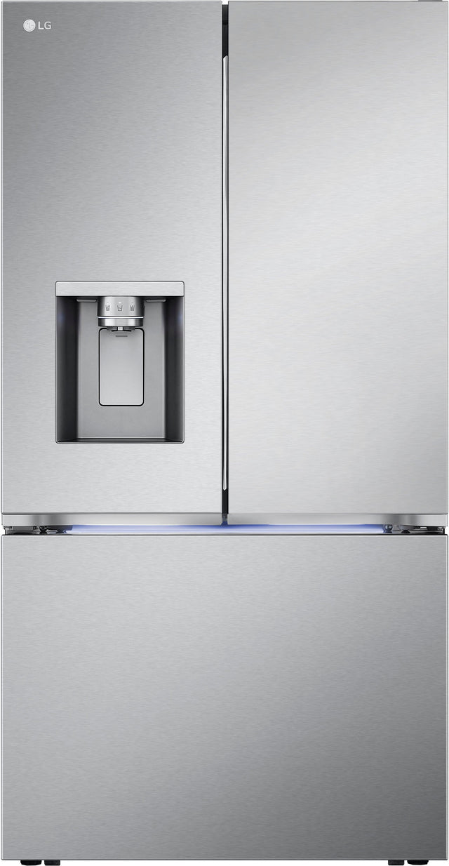 Front. LG - Counter-Depth MAX 25.5 Cu. Ft. French Door Smart Refrigerator with Four Kinds of Ice - Printproof Stainless Steel.