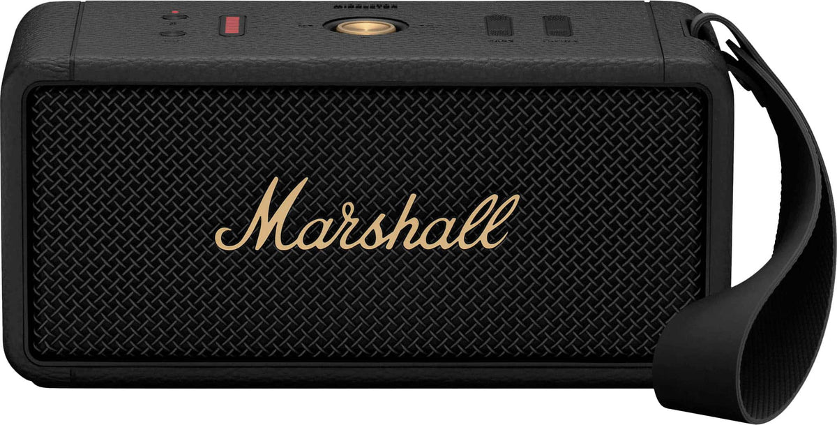 Marshall - Middleton Portable Bluetooth Speaker with Rugged Waterproof / Dust-proof Wireless Design - Black/Brass