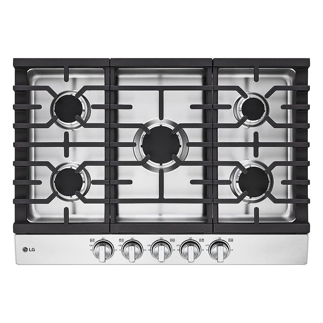 Front. LG - 30" Built-In Gas Cooktop with 5 Burners and EasyClean - Stainless Steel.