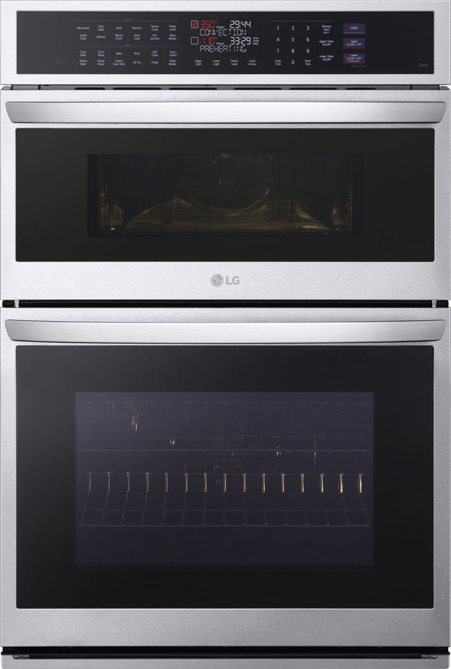 Front. LG - 30" Built-In Electric Convection Combination Wall Oven with Microwave and Steam Sous Vide - Printproof Stainless Steel.