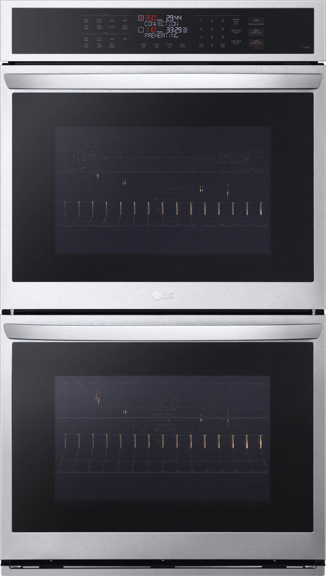 Front. LG - 30" Smart Built-In Electric Convection Double Wall Oven with Air Fry - Stainless Steel.