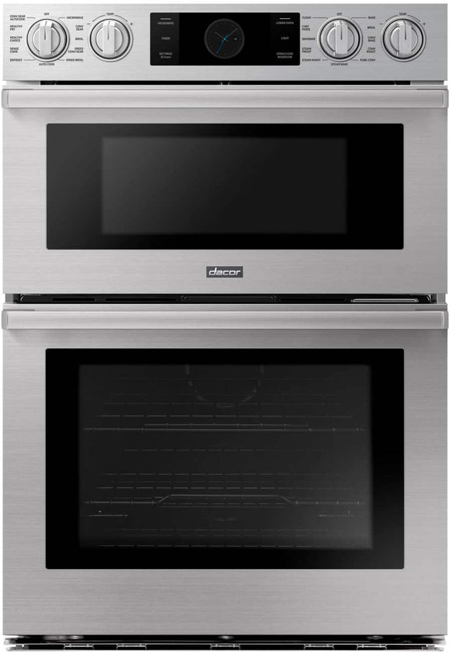 Front. Dacor - Transitional 30" Built-In Electric Four-Part Pure Convection Combination Wall Oven with Microwave and Steam Assist - Silver Stainless Steel.