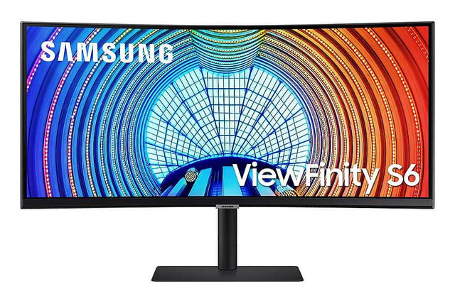 Front. Samsung - ViewFinity S65UA 34" LED Curved Ultra-WQHD FreeSync Monitor with HDR10 (USB Type-C, HDMI, DisplayPort, LAN, USB) - Black.