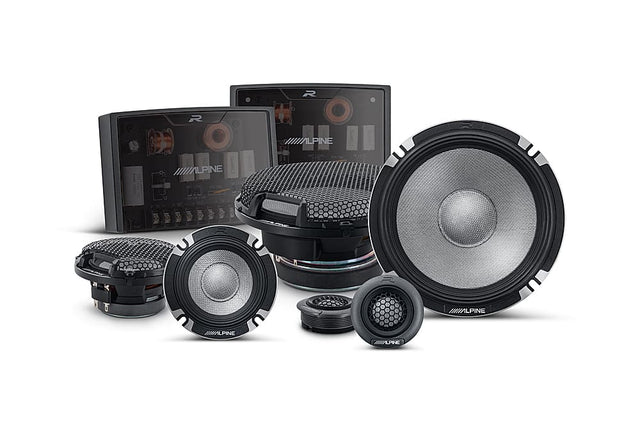 Front. Alpine - R-Series 6.5" 3-Way Hi-Resolution Component Pro Car Speakers with Glass Fiber Reinforced Cone (Pair) - Black.
