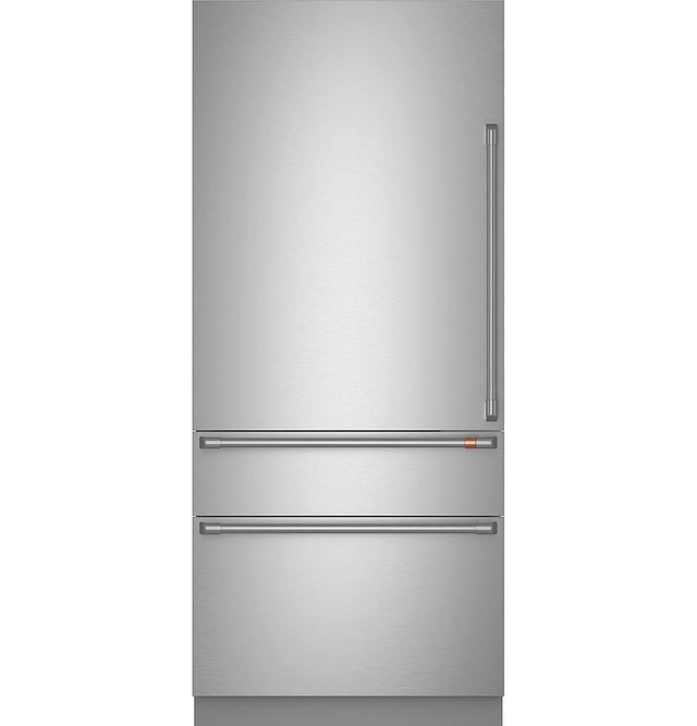 Angle. Café - 20.2 Cu. Ft.Built-In Refrigerator with Bottom Freezer and Wi-Fi - Stainless Steel.