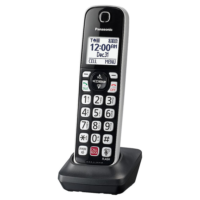 Angle. Panasonic - KX-TGDA86S Cordless Expansion Handset for KX-TGD86x Series Cordless Phone Systems - Black with Silver Trim.