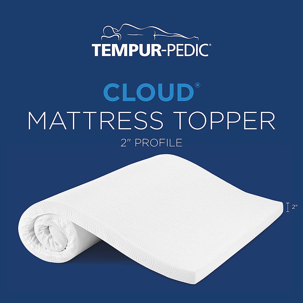 Tempur-Pedic - TEMPUR-Cloud® 2" Memory Foam Mattress Topper, Queen - White