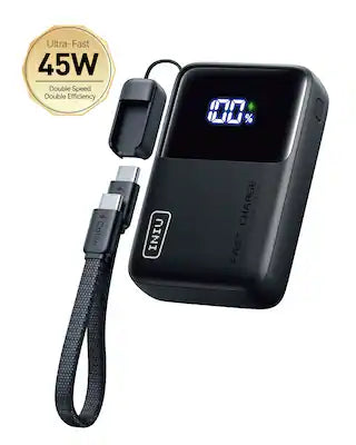INIU - Portable Charger, Market's Smallest 10000mAh PD 45W Power Bank with Layout USB-C Cable for iPhone, Samsung, Pixel etc