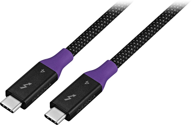 Front. Insignia™ - 3.28ft (1m) Thunderbolt 4 cable, USB-C to USB-C Cable Supports 8K Display / 40Gbps Data Transfer / 240W Power Delivery - Black/Gray.