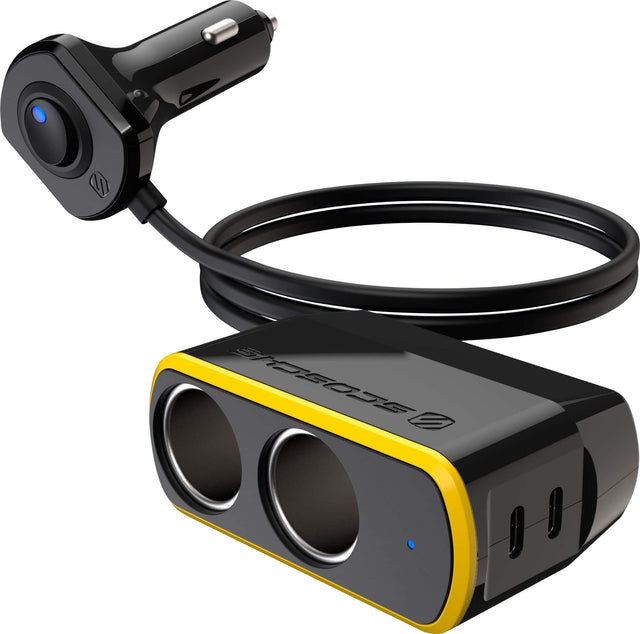 Front. Scosche - 12W USB Adapter with Dual Charger Ports - Black.