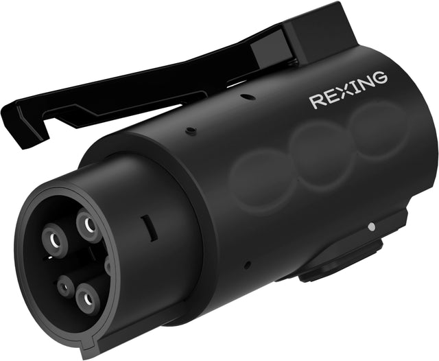 Front. Rexing - Tesla to J1772 Electric Vehicle (EV) Charger Adapter - Black.