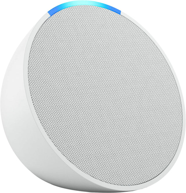 Front. Amazon - Echo Pop (1st Generation) Smart Speaker with Alexa - Glacier White.