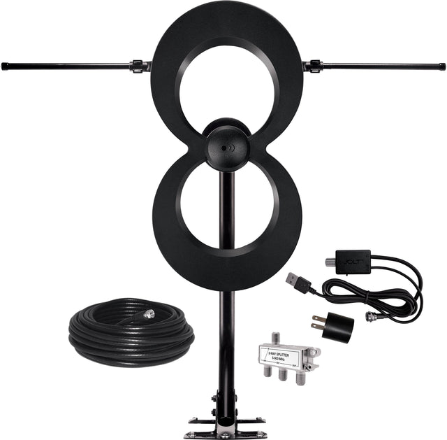 Front. Antennas Direct - ClearStream MAX-XR Complete Amplified Indoor/Outdoor HDTV Antenna with 60-Mile Range - Black.