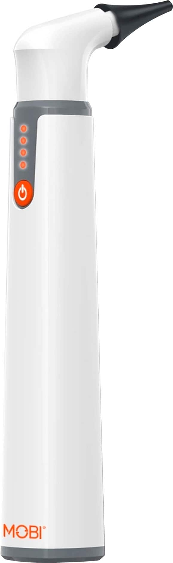 Front. MOBI - Smart Wi-Fi Otoscope 1080P HD Camera With Earwax Removal Tool - White.