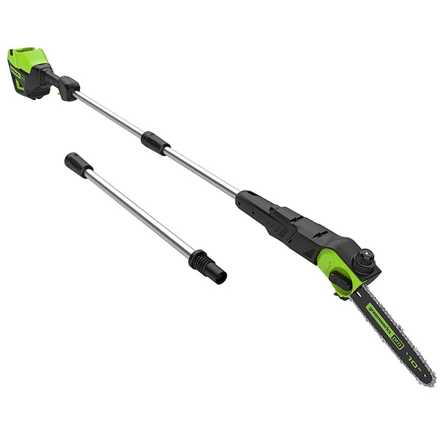 Front. Greenworks - 80 Volt 10-Inch Cordless Brushless Electric Pole Saw with 14.5 foot reach (Tool Only) - Green.