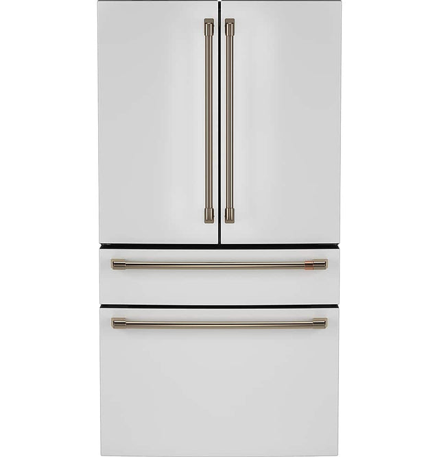 Front. Café - 28.7 Cu. Ft. 4 Door French Door Refrigerator with Dual Dispense Auto Fill Pitcher - Matte White.