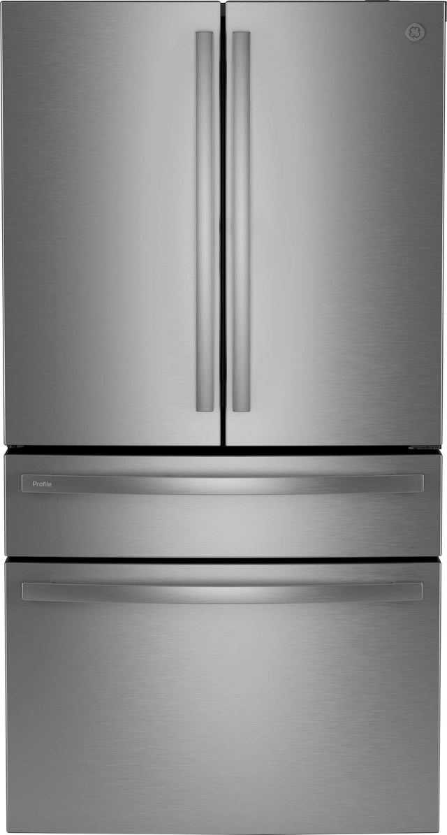 Front. GE Profile - 28.7 Cu. Ft. 4 Door French Door Refrigerator  with Dual-Dispense AutoFill Pitcher - Fingerprint Resistant Stainless Steel.