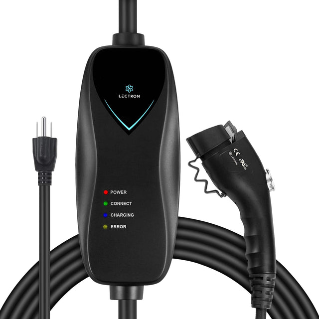 Front. Lectron - Portable J1772 Level 1 NEMA 5-15 Electric Vehicle (EV) Charger-up to 15A-20' - Black.