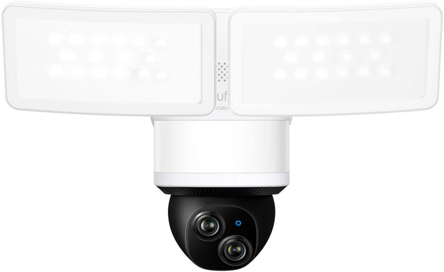 Front. eufy Security - E340 Outdoor Wired 3K Security Camera with Floodlight - White.