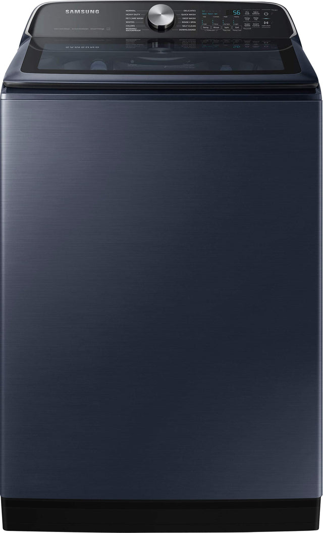 Front. Samsung - 5.4 Cu. Ft. High-Efficiency Smart Top Load Washer with Pet Care Solution - Brushed Navy.