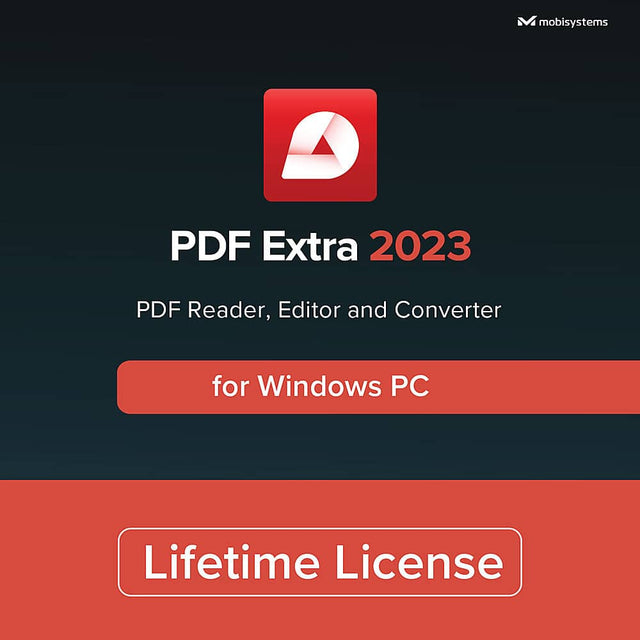 Front. mobisystems - PDF Extra Lifetime Professional Editor -1 Windows PC,1 User, Lifetime Digital Key |Edit, Protect, Annotate, Fill Sign.