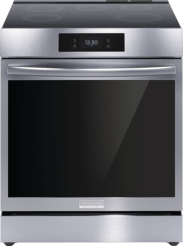 Frigidaire - Gallery 30 in. Wide 5 elements 6.2 Cu. Ft Freestanding Electric Induction Total Convection Range with Self-cleaning - Stainless Steel