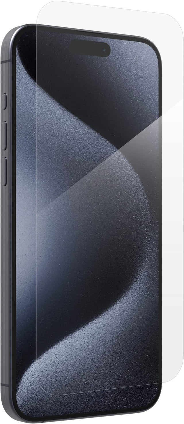 Angle. ZAGG - InvisibleShield Glass Elite Maximum Impact & Scratch Screen Protector for Apple iPhone 15 Pro Max - Clear.