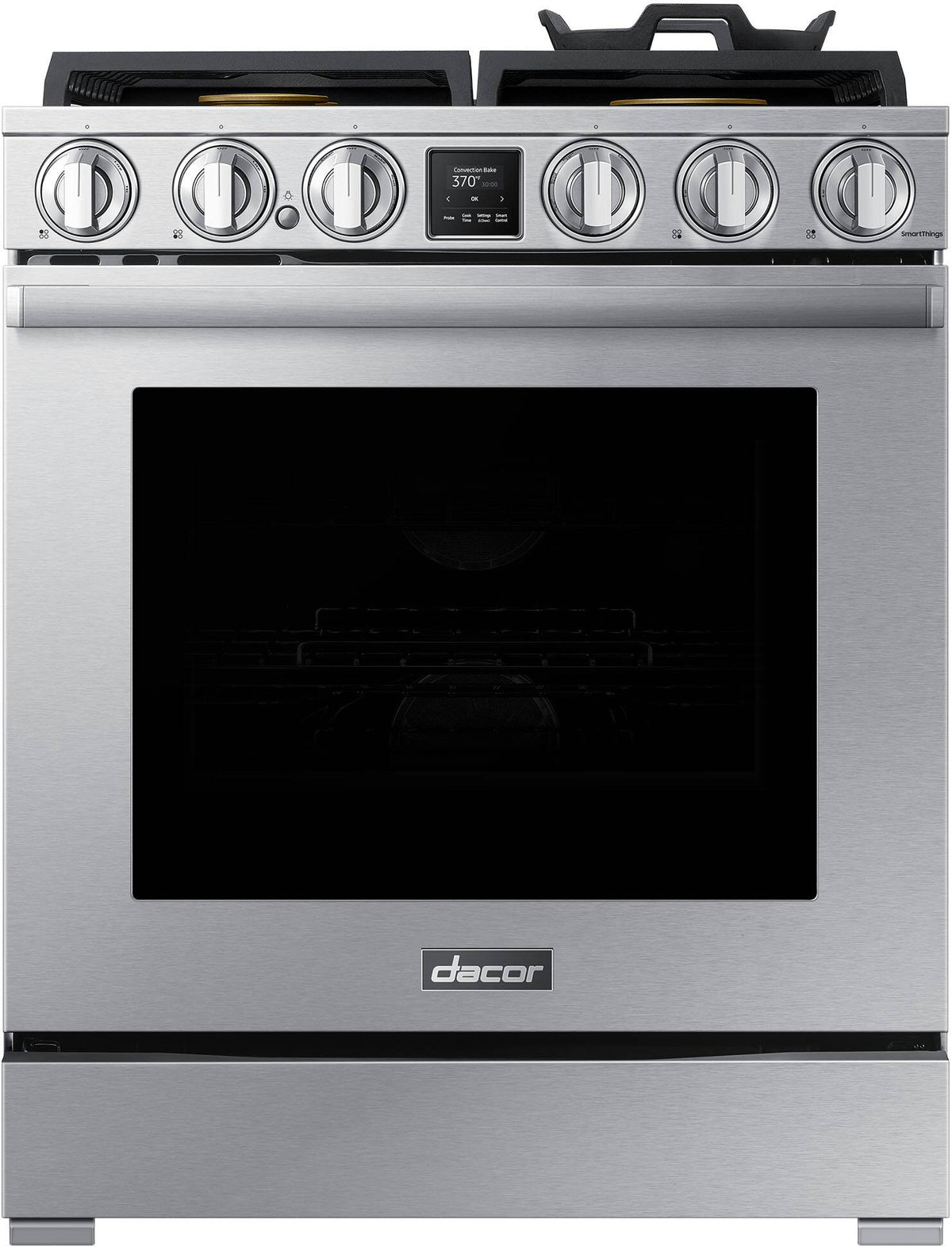 Dacor - 30 in. Wide 4 Burner Transitional 6.3 Cu. Ft. Freestanding Dual Fuel Four-Part Pure Convection Pro-Range with Self Clean - Silver Stainless Steel