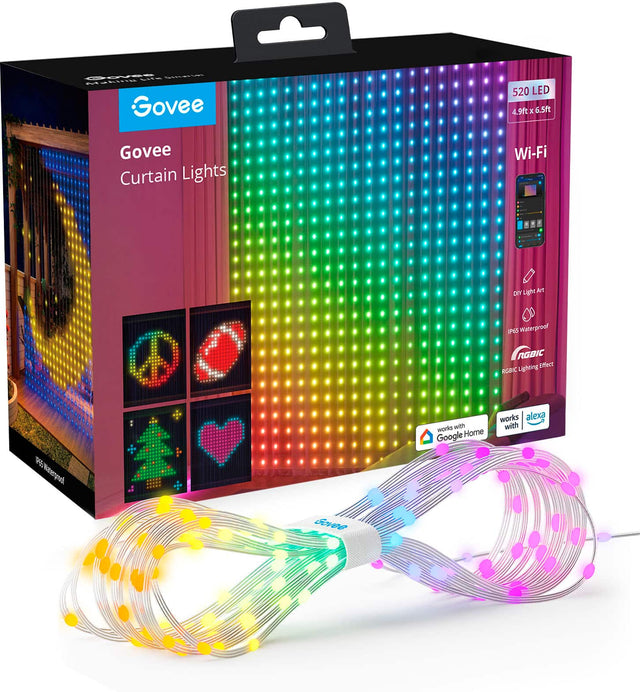 Front. Govee - RGBIC Curtain Lights - Multi.