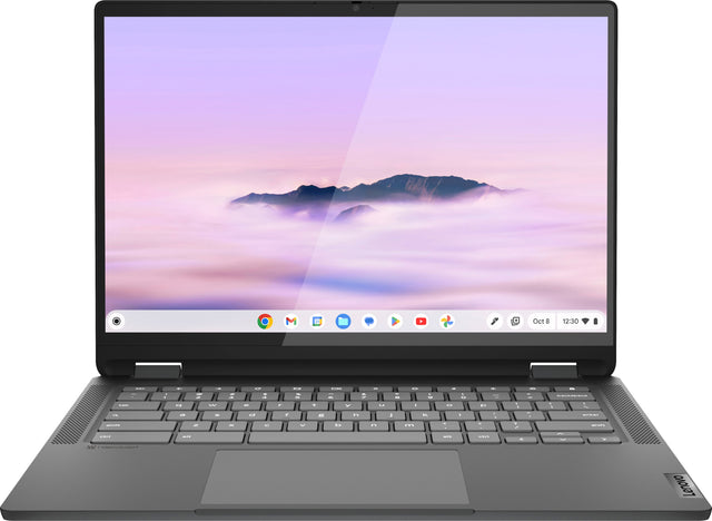 Front. Lenovo - Flex 5i Chromebook Plus Laptop with Google AI - 14" 2K Touch - Intel i3-1315U - 8GB RAM - Intel UHD Graphics - 128GB SSD - Storm Grey.