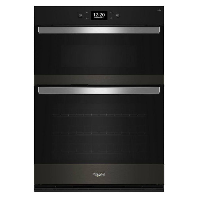 Front. Whirlpool - 30" Smart Built-In Electric Combination Wall Oven with Air Fry - Black Stainless Steel.