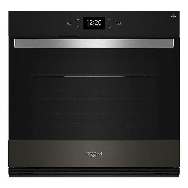 Front. Whirlpool - 30" Smart Built-In Single Electric Wall Oven with Air Fry - Black Stainless Steel.
