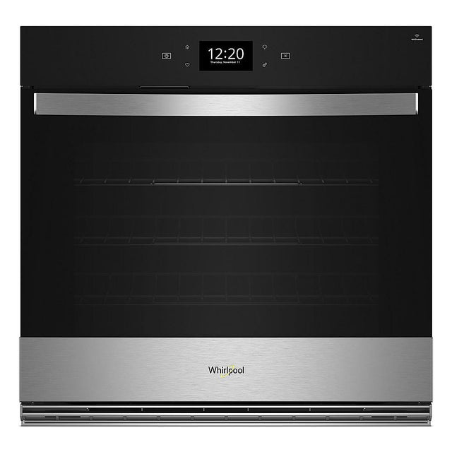 Front. Whirlpool - 30" Smart Built-In Single Electric Wall Oven with Air Fry - Stainless Steel.