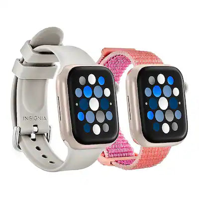 Insignia™ - Silicone and Nylon Bands for Apple Watch 38mm, 40mm, 41mm (2-Pack), and 42mm Series 10