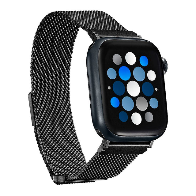 Angle. Insignia™ - Stainless Steel Mesh Band for Apple Watch 38mm, 40mm and 41mm (All Series) - Black.