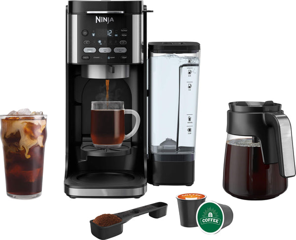 Ninja - DualBrew Hot & Iced Coffee Maker, Single-Serve, compatible with K-Cups & 12-Cup Drip Coffee Maker - Stainless Steel