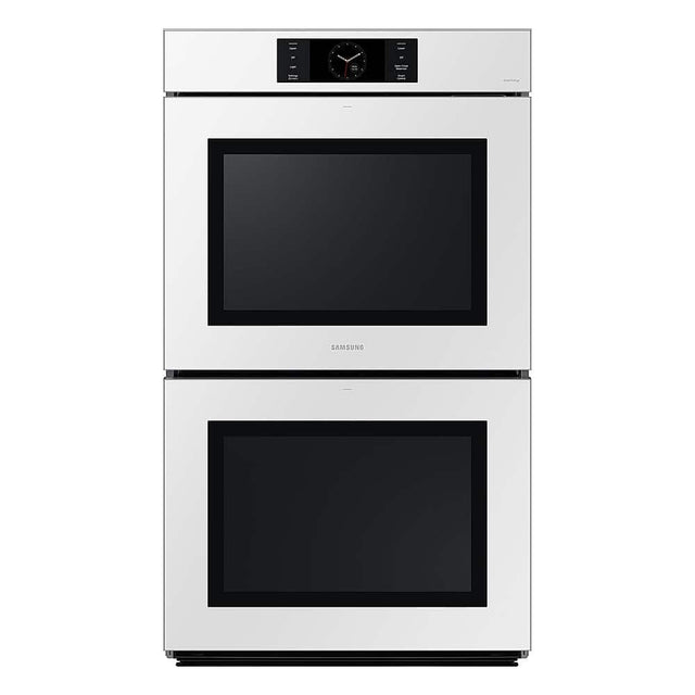 Front. Samsung - BESPOKE 30" Built-In Electric Convection Double Wall Oven with AI Pro Cooking Camera - White Glass.
