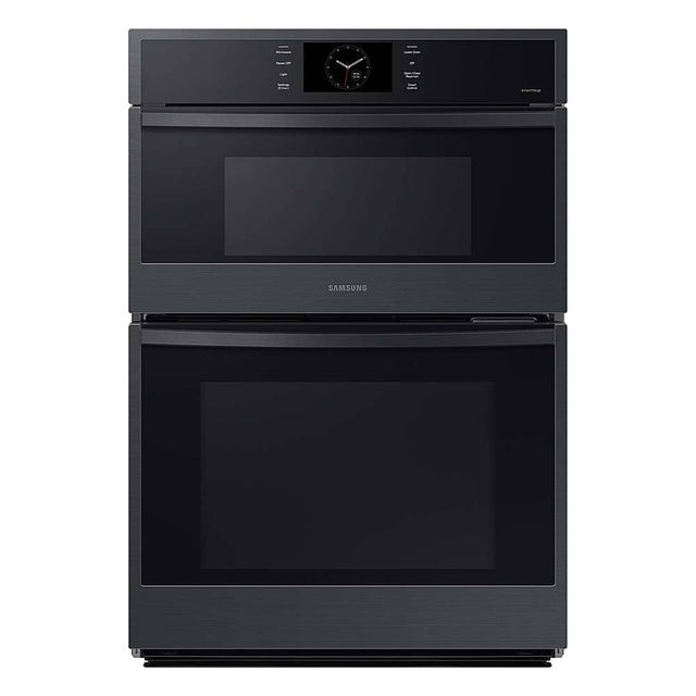 Front. Samsung - 30" Built-In Electric Convection Combination Wall Oven with Microwave and Steam Cook - Matte Black.