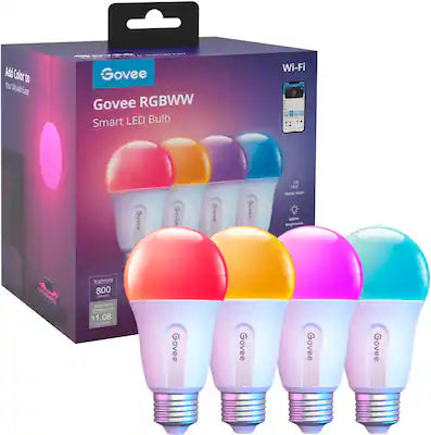 Govee - A19 800 Lumens Smart LED Bulb (4-Pack)