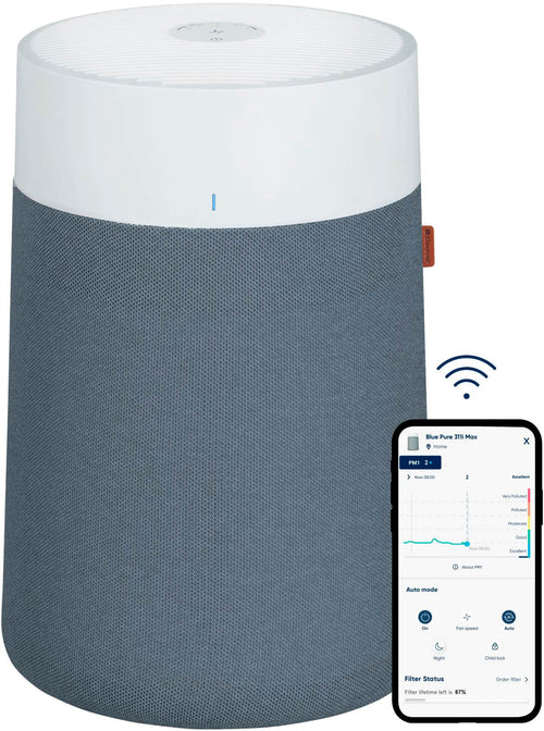 Front. Blueair - Blue Pure 311i Max 387 Sq. Ft Smart HEPASilent Air Purifier - White/Seabed.