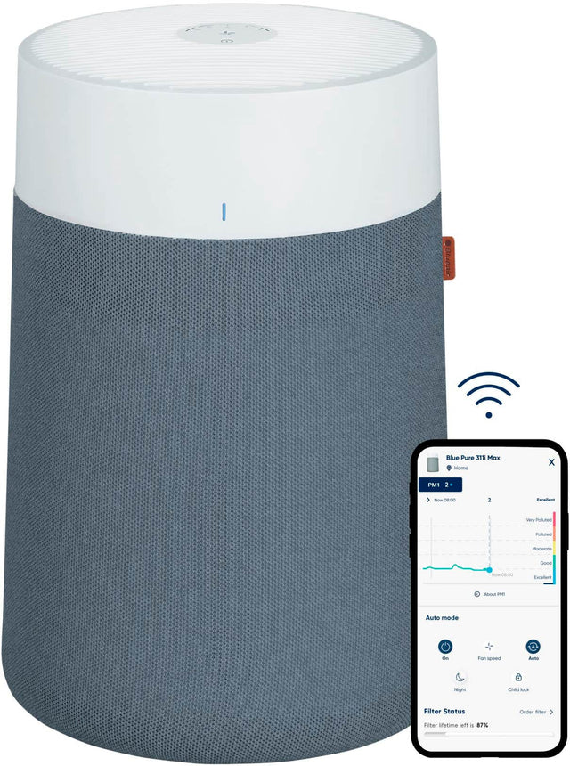 Front. Blueair - Blue Pure 311i Max 387 Sq. Ft Smart HEPASilent Air Purifier - White/Seabed.