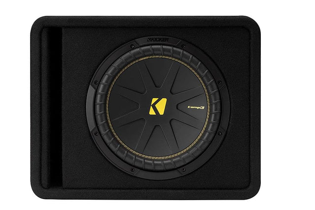 Front. KICKER - CompC 12" Loaded Enclosures Single-Voice-Coil 4-Ohm Subwoofer - Black.