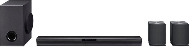 Front. LG - 4.1 ch Sound Bar with Wireless Subwoofer and Rear Speakers - Black.