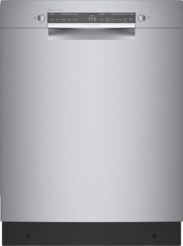 Front. Bosch - 300 Series 24" Front Control Smart Built-In Dishwasher, 46 dBA - Stainless Steel.
