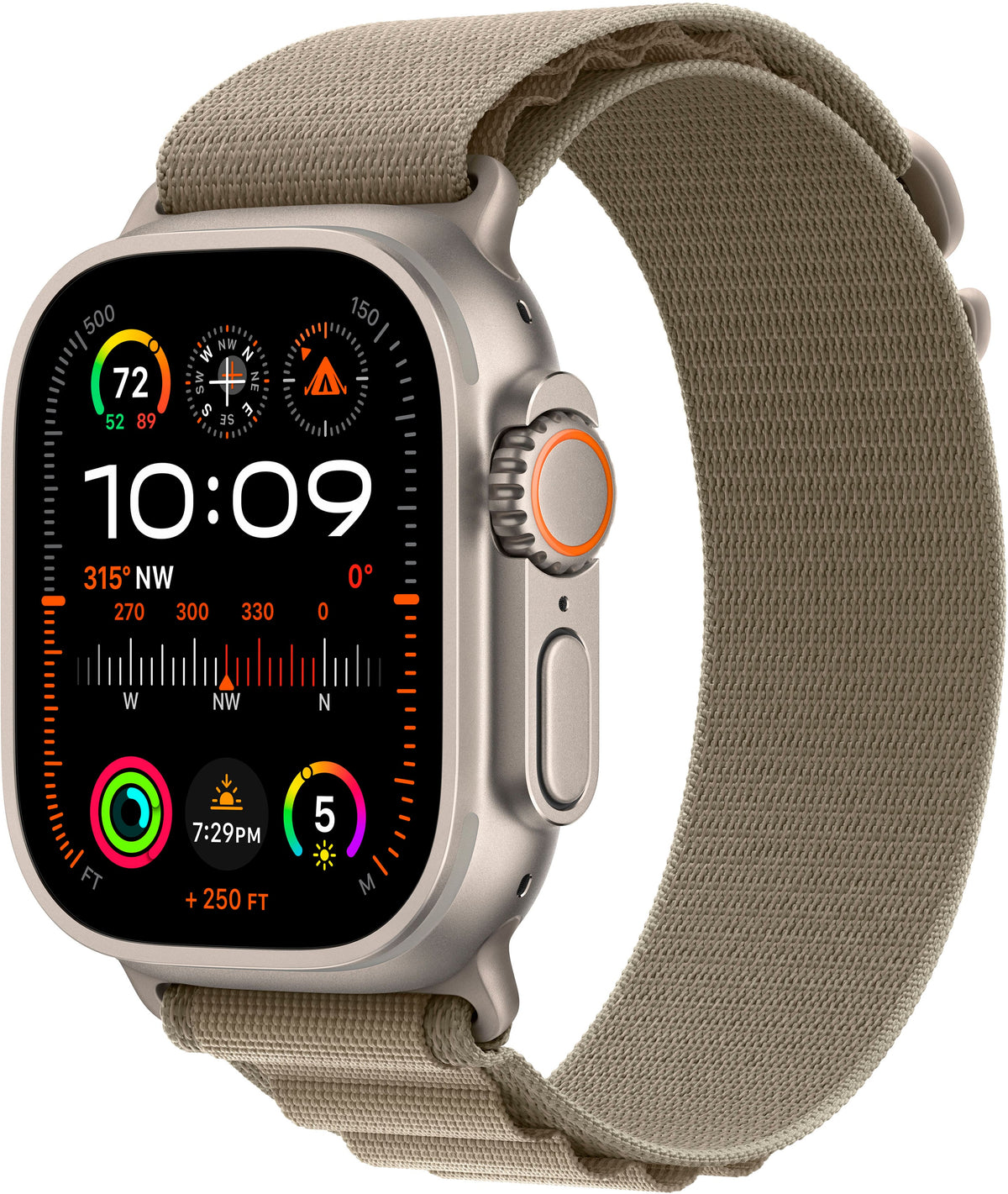 Geek Squad Refurbished - Apple GS Cert Refurb Watch Ultra 2 (GPS + Cellular) 49mm Titanium Case with Olive Alpine Loop with Blood Oxygen - Medium - Titanium - (2023)